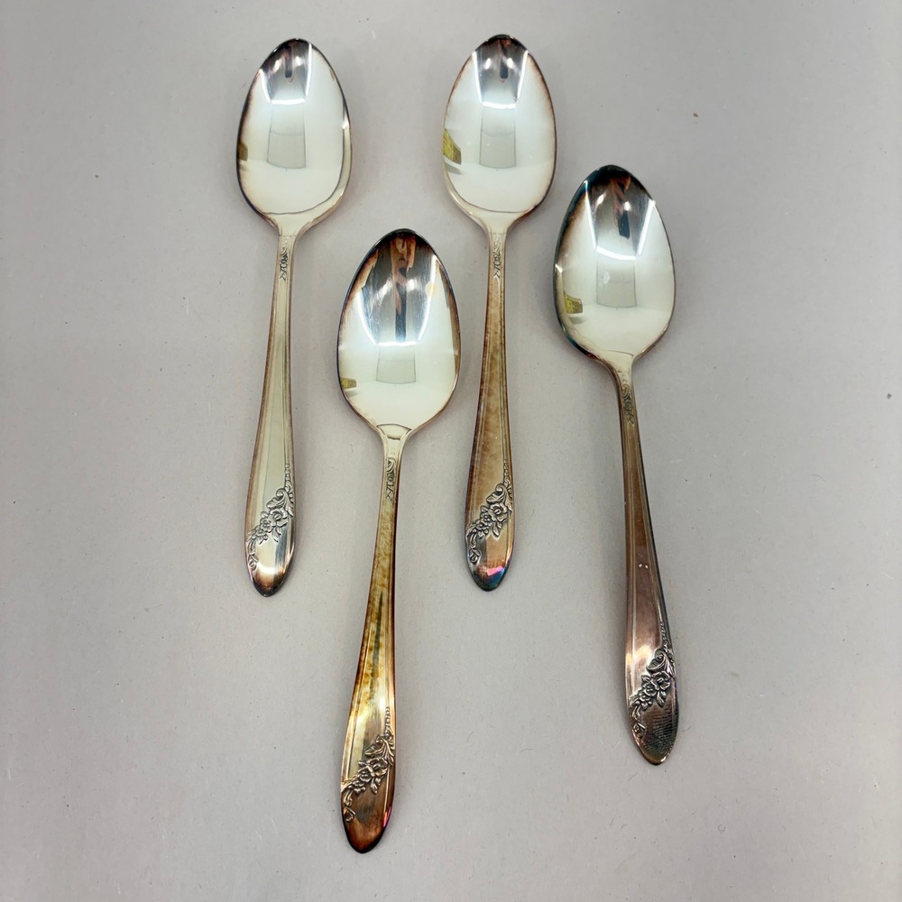 Oneida Community Tudor Plate Fortune Mystic Silverplated Spoons Set of 4 Vintage